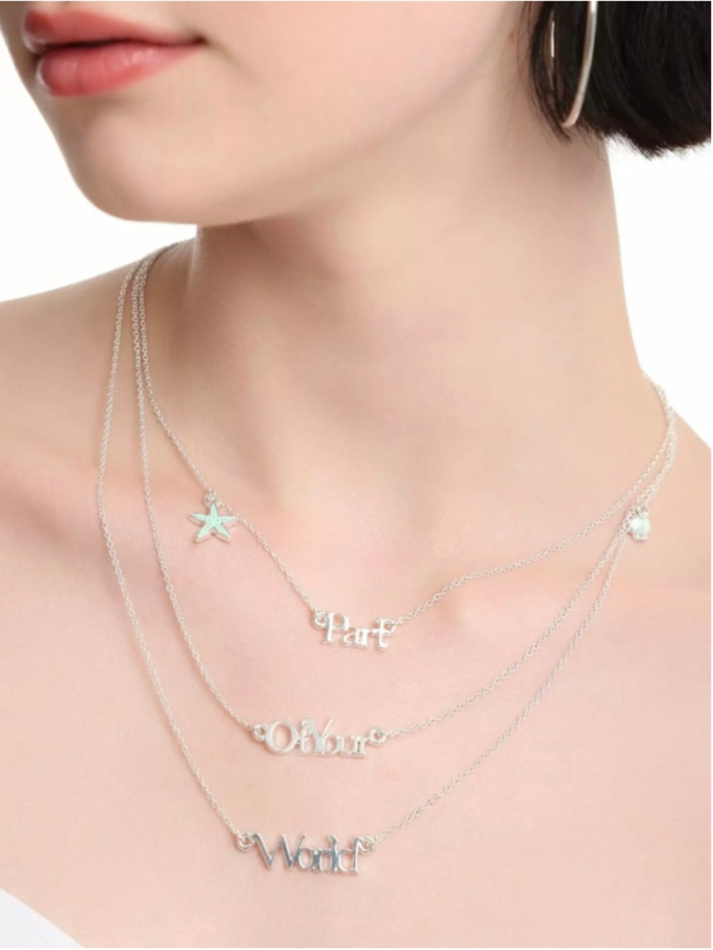 2018 Disney The Little Mermaid Part Of Your World Layered Nameplate Necklace HT